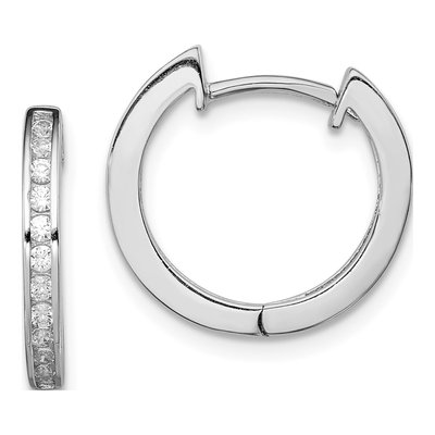 Sterling Silver 17mm CZ Inside-Out Hoop Earrings