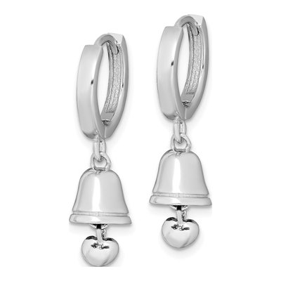 Sterling Silver 25mm Bell Heart Huggie Hoop Earrings – view 3