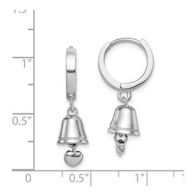 Sterling Silver 25mm Bell Heart Huggie Hoop Earrings – view 5