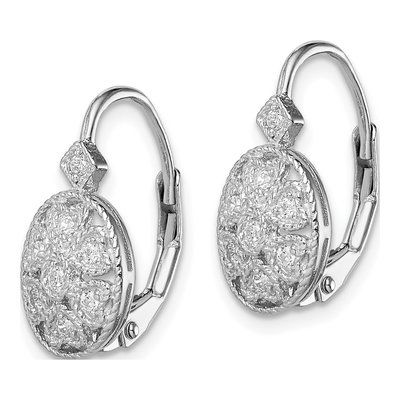 Sterling Silver CZ Leverback Earrings – view 3
