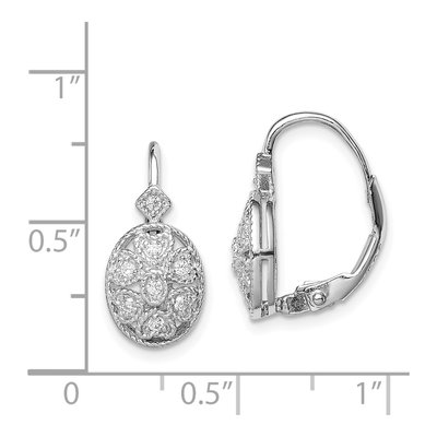 Sterling Silver CZ Leverback Earrings – view 5