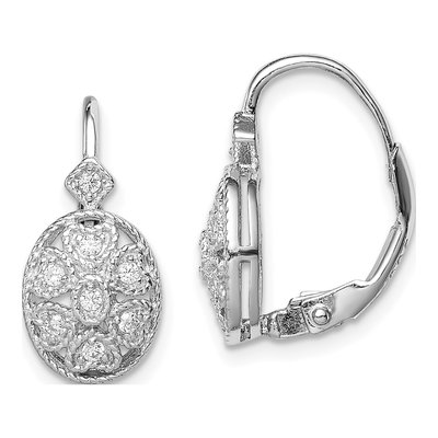 Sterling Silver CZ Leverback Earrings