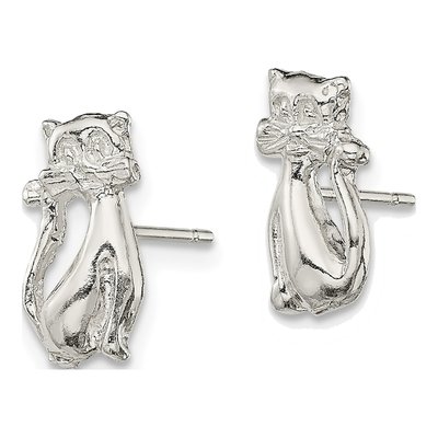 Sterling Silver Cat Mini Stud Earrings – view 3