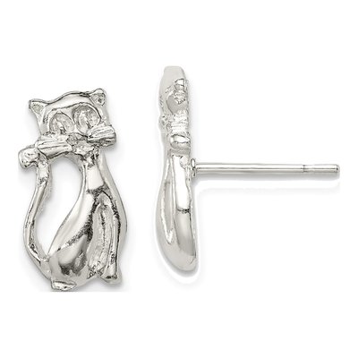 Sterling Silver Cat Mini Stud Earrings