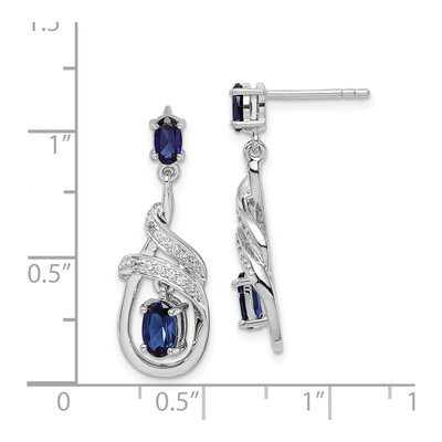 Sterling Silver Lab-Created Sapphire & CZ Dangle Earrings – view 5