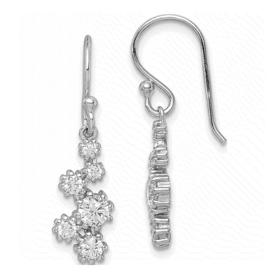 Sterling Silver CZ Journey Dangle Earrings