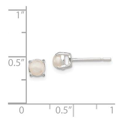 Sterling Silver Button Simulated Pearl Stud Earrings – view 5