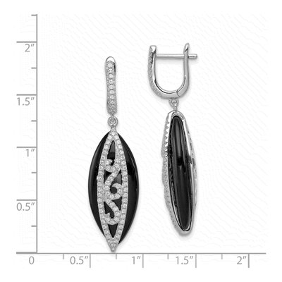 Sterling Silver Onyx & CZ Dangle Earrings – view 5