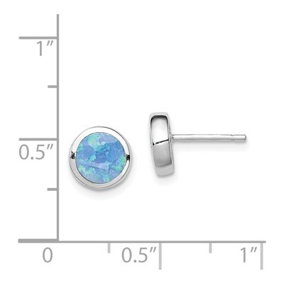 Sterling Silver 6mm Lab-Created Opal Round Stud Earrings – view 5