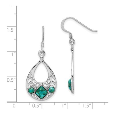 Sterling Silver Lab-Created Turquoise Dangle Earrings – view 5