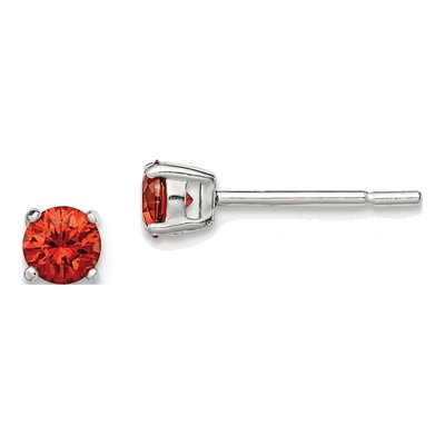 Sterling Silver Red Glass Stud Earrings