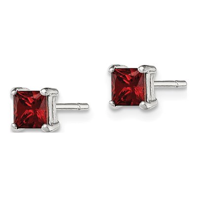 Sterling Silver Red Glass Stud Earrings – view 3
