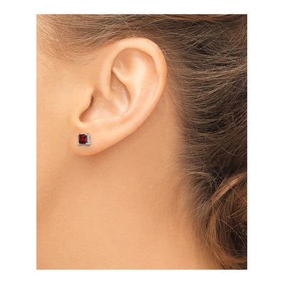 Sterling Silver Red Glass Stud Earrings – view 4