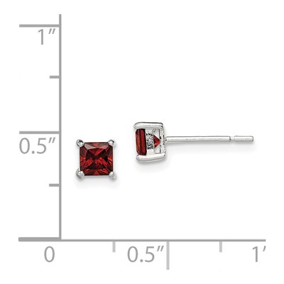 Sterling Silver Red Glass Stud Earrings – view 5