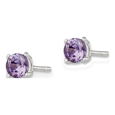 Sterling Silver 4mm CZ Round Stud Earrings – view 3