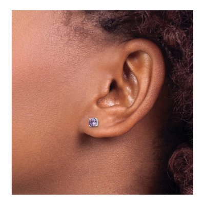 Sterling Silver 4mm CZ Round Stud Earrings – view 4