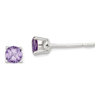 Sterling Silver 4mm CZ Round Stud Earrings