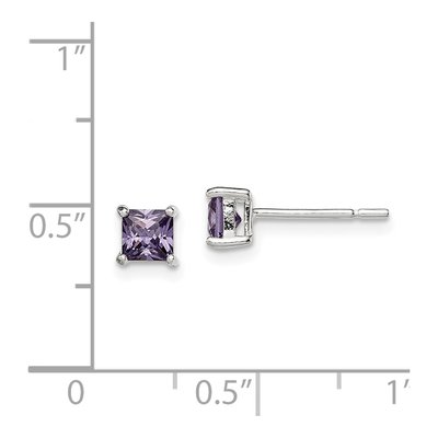 Sterling Silver 4mm CZ Square Stud Earrings – view 5