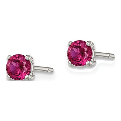 Sterling Silver Red Glass Stud Earrings – view 3