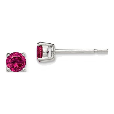 Sterling Silver Red Glass Stud Earrings