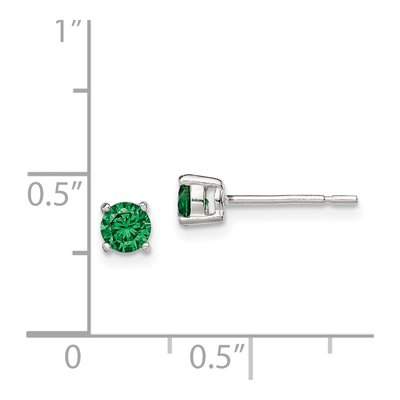 Sterling Silver Green Glass Stud Earrings – view 5