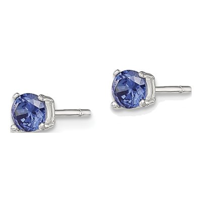 Sterling Silver 4mm CZ Round Stud Earrings – view 3