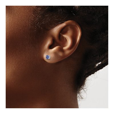 Sterling Silver 4mm CZ Round Stud Earrings – view 4