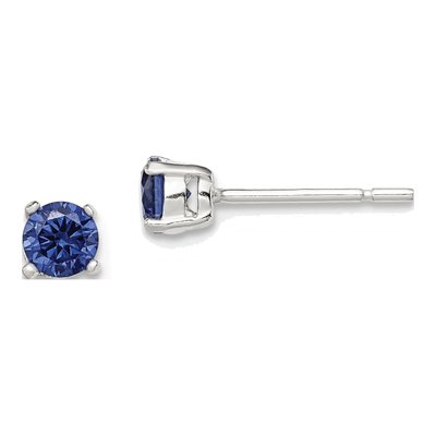 Sterling Silver 4mm CZ Round Stud Earrings