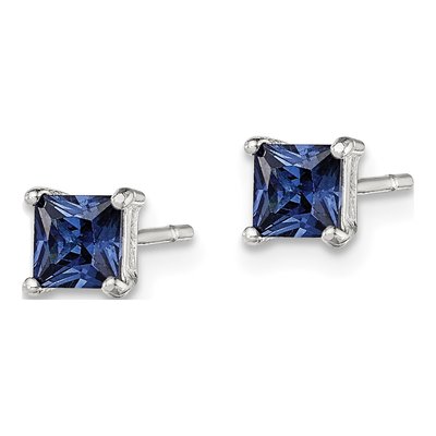 Sterling Silver 4mm Princess CZ Square Stud Earrings – view 3