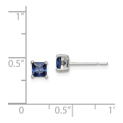 Sterling Silver 4mm Princess CZ Square Stud Earrings – view 5