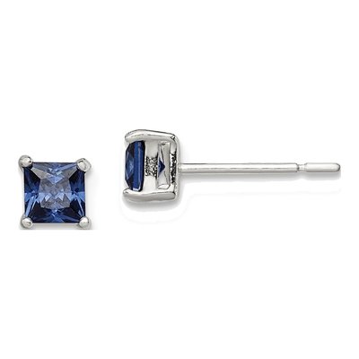 Sterling Silver 4mm Princess CZ Square Stud Earrings