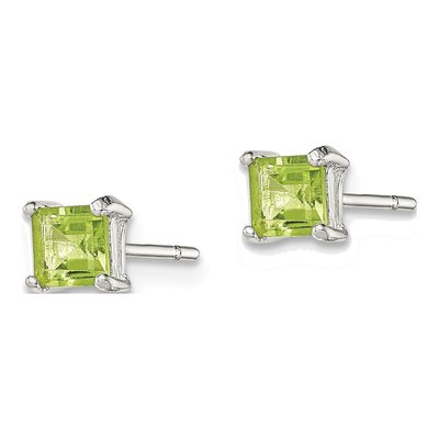Sterling Silver 4mm Princess CZ Square Stud Earrings – view 3