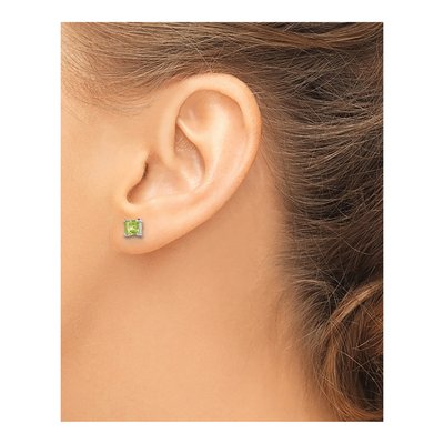 Sterling Silver 4mm Princess CZ Square Stud Earrings – view 4