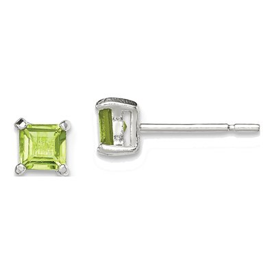 Sterling Silver 4mm Princess CZ Square Stud Earrings