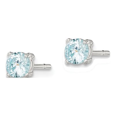 Sterling Silver 4mm Round CZ Stud Earrings – view 3