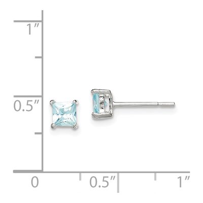 Sterling Silver 4mm Princess CZ Square Stud Earrings – view 5