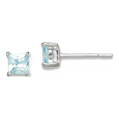 Sterling Silver 4mm Princess CZ Square Stud Earrings
