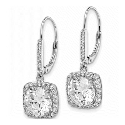 Sterling Silver CZ Leverback Earrings – view 3