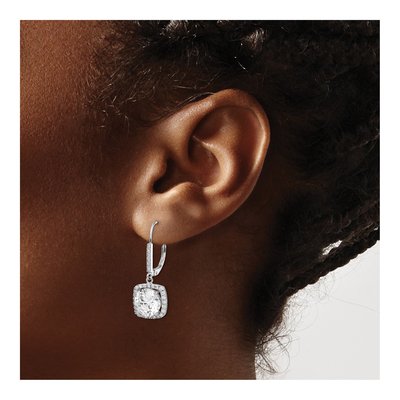 Sterling Silver CZ Leverback Earrings – view 5