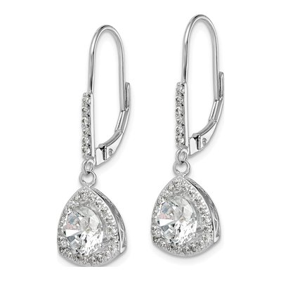 Sterling Silver CZ Leverback Earrings – view 3