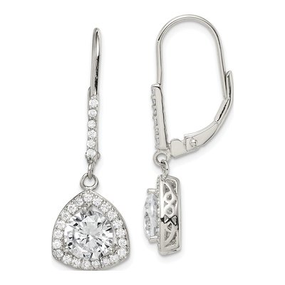 Sterling Silver CZ Leverback Earrings