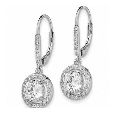 Sterling Silver CZ Leverback Earrings – view 3