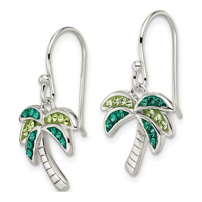 Sterling Silver Crystal Palm Tree Dangle Earrings – view 3