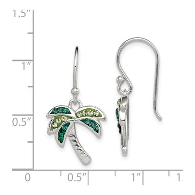Sterling Silver Crystal Palm Tree Dangle Earrings – view 5