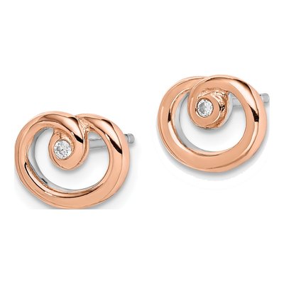 Sterling Silver CZ Swirl Button Earrings – view 3