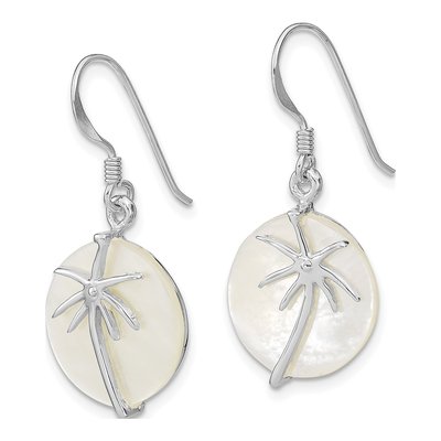 Sterling Silver Mother of Pearl Palm Tree Dangle Earrings – view 3