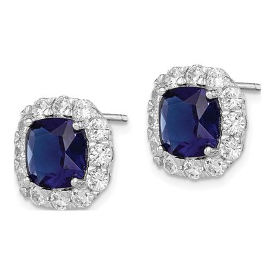 Sterling Silver CZ Glass Button Stud Earrings – view 3