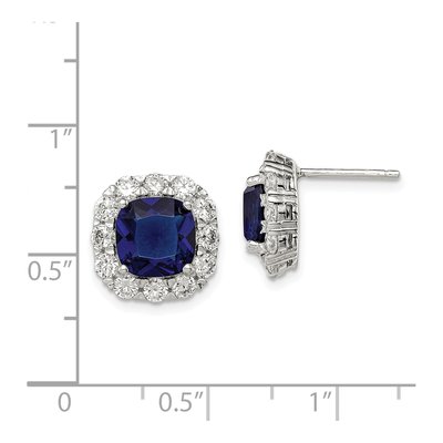 Sterling Silver CZ Glass Button Stud Earrings – view 5