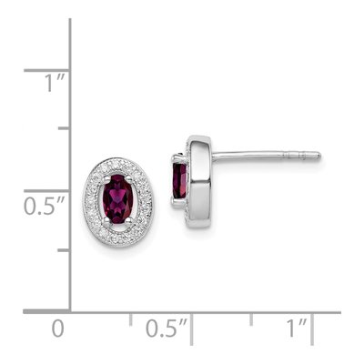 Sterling Silver CZ January Birthstone Oval Stud Earrings – view 5