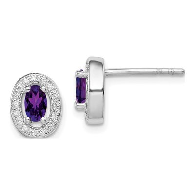 Sterling Silver CZ Oval Stud Earrings